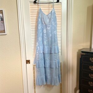 Lulu's Light Blue Floral Tiered Maxi Dress